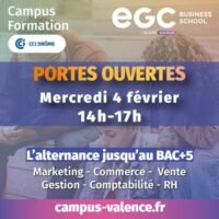Campus Formation CCI Drôme à Valence Portes ouvertes du mercredi 4 février 2026